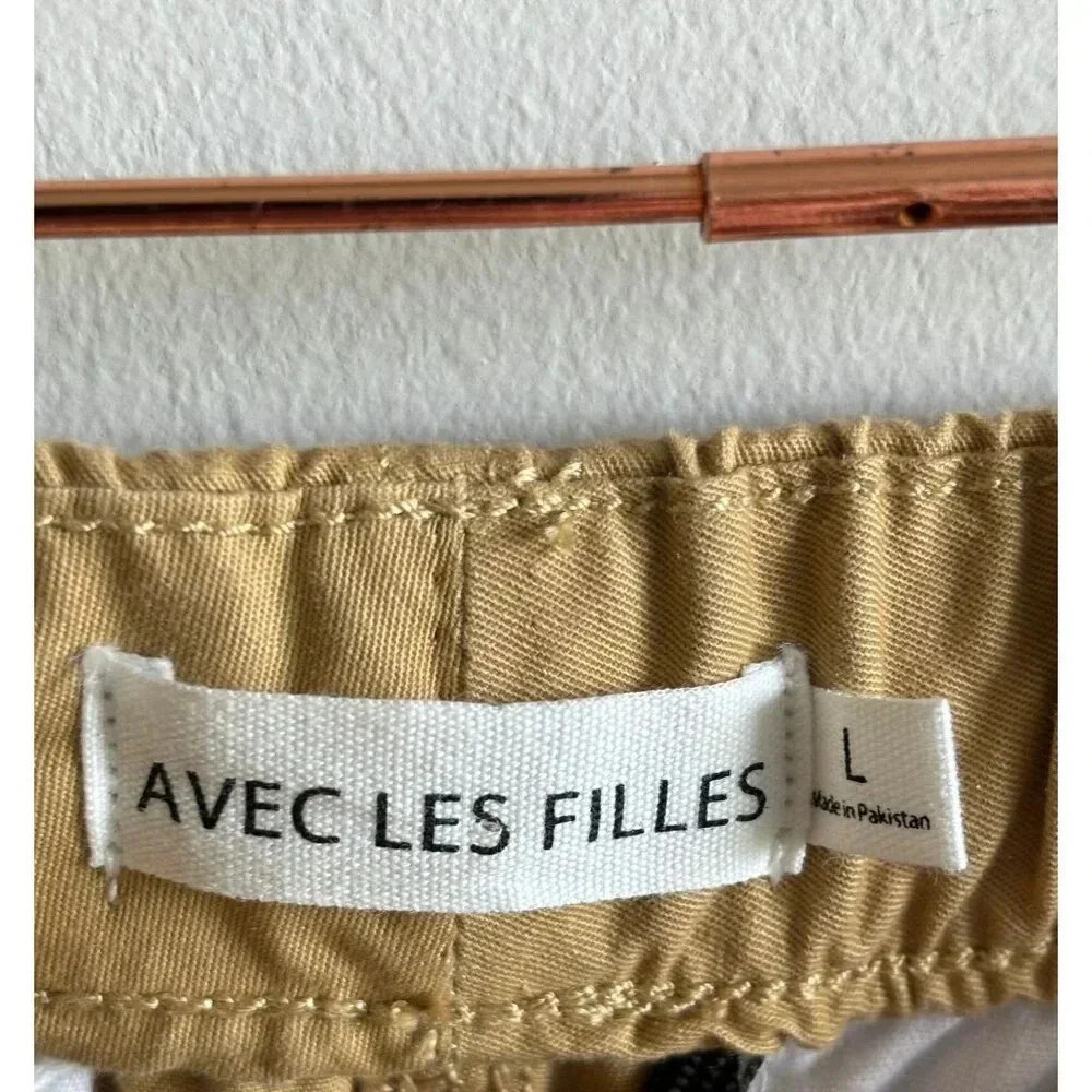 Avec Les Filles Womens Anthropologie Drawstring Cargo Baggy Pants Khaki Tan Sz L - Picture 15 of 15